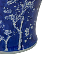 18 Inch Porcelain Ginger Jar, Finial Lid and Round Curved, Blue Flowers - BM285950