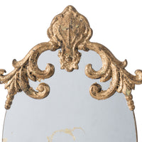 Vic 21 Inch Oval Wall Mirror, Ornate Scrolled Wood Frame, Antique Gold Finish - BM285953