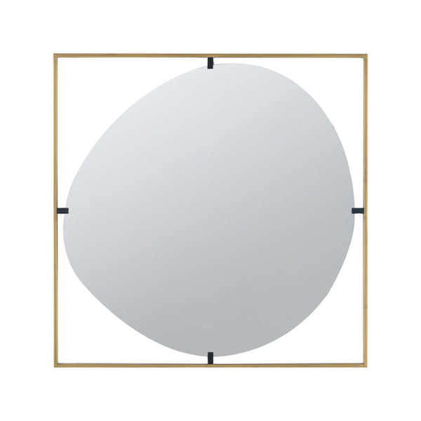 Ani 32 Inch Mirror, Artistic Oval Cut Out Design, Gold Finish Metal Frame - BM285959