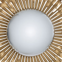 27 Inch Round Wall Mount Accent Decor Mirror, Sunburst, Iron Frame, Gold - BM286092
