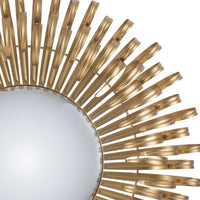 27 Inch Round Wall Mount Accent Decor Mirror, Sunburst, Iron Frame, Gold - BM286092