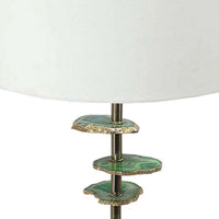Parks 30 Inch Table Lamp With Agate Slices and Linen Drum Shade, White - BM286095