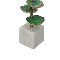 Parks 30 Inch Table Lamp With Agate Slices and Linen Drum Shade, White - BM286095