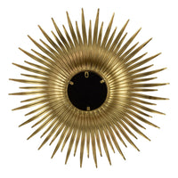 28 Inch Wall Mount Accent Mirror with Round Sunburst Iron Frame,  Gold - BM286103