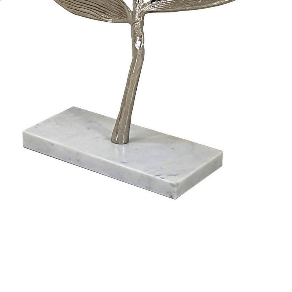 28, 23 Inch Set of 2 Metal Statuettess, Decorative Accent Olive Tree, White - BM286108