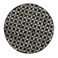 20 Inch Capiz Accent Stool Table, Cylindrical Geometric, Silver, Black - BM286115