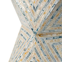 20 Inch Capiz Accent Stool Table, Hourglass Triangular, Off White Ivory - BM286116