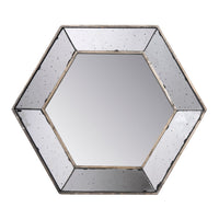 Filo 21 Inch Wall Accent Mirror, Raised Tray Edges, Hexagonal Mirror Frame - BM286130