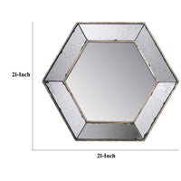 Filo 21 Inch Wall Accent Mirror, Raised Tray Edges, Hexagonal Mirror Frame - BM286130