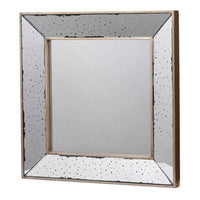 Filo 18 Inch Square Wall Accent Mirror, Raised Tray Edges, Mirrored Frame - BM286131