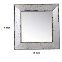 Filo 18 Inch Square Wall Accent Mirror, Raised Tray Edges, Mirrored Frame - BM286131