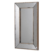 Filo 24 Inch Wall Mirror, Raised Tray Edges, Mirrored Rectangular Frame - BM286132