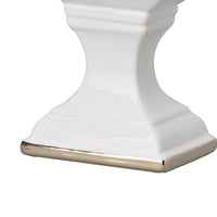 14 Inch Decorative Ceramic Vase, Artistic Turned Urn, White and Gold Rim - BM286151