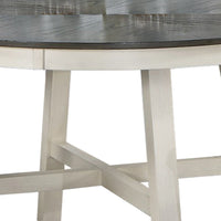 48 Inch Round Dining Table, 2 Tone Dark Veneer Top, Crisp White Base - BM286293