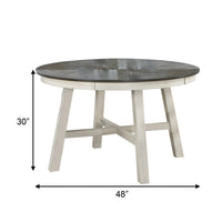 48 Inch Round Dining Table, 2 Tone Dark Veneer Top, Crisp White Base - BM286293