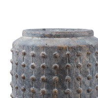 8 Inch Ceramic Planter, Round Curved Bubbled Texture, Weathered Gray Finish - BM286298