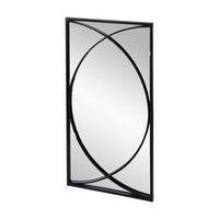 32 Inch 3 Piece Wall Mirror, Concentric Circles, Stylish Black Metal Frame - BM286307