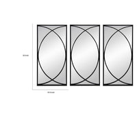 32 Inch 3 Piece Wall Mirror, Concentric Circles, Stylish Black Metal Frame - BM286307