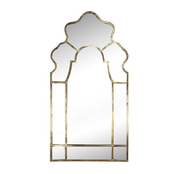 55 Inch Wall Mirror, Curved Scalloped Victorian Design, Gold Metal Frame - BM286310