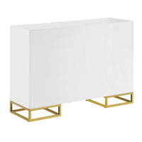 48 Inch Wood Accent Cabinet with 2 Doors and Square Open Base, White, Gold - BM286339