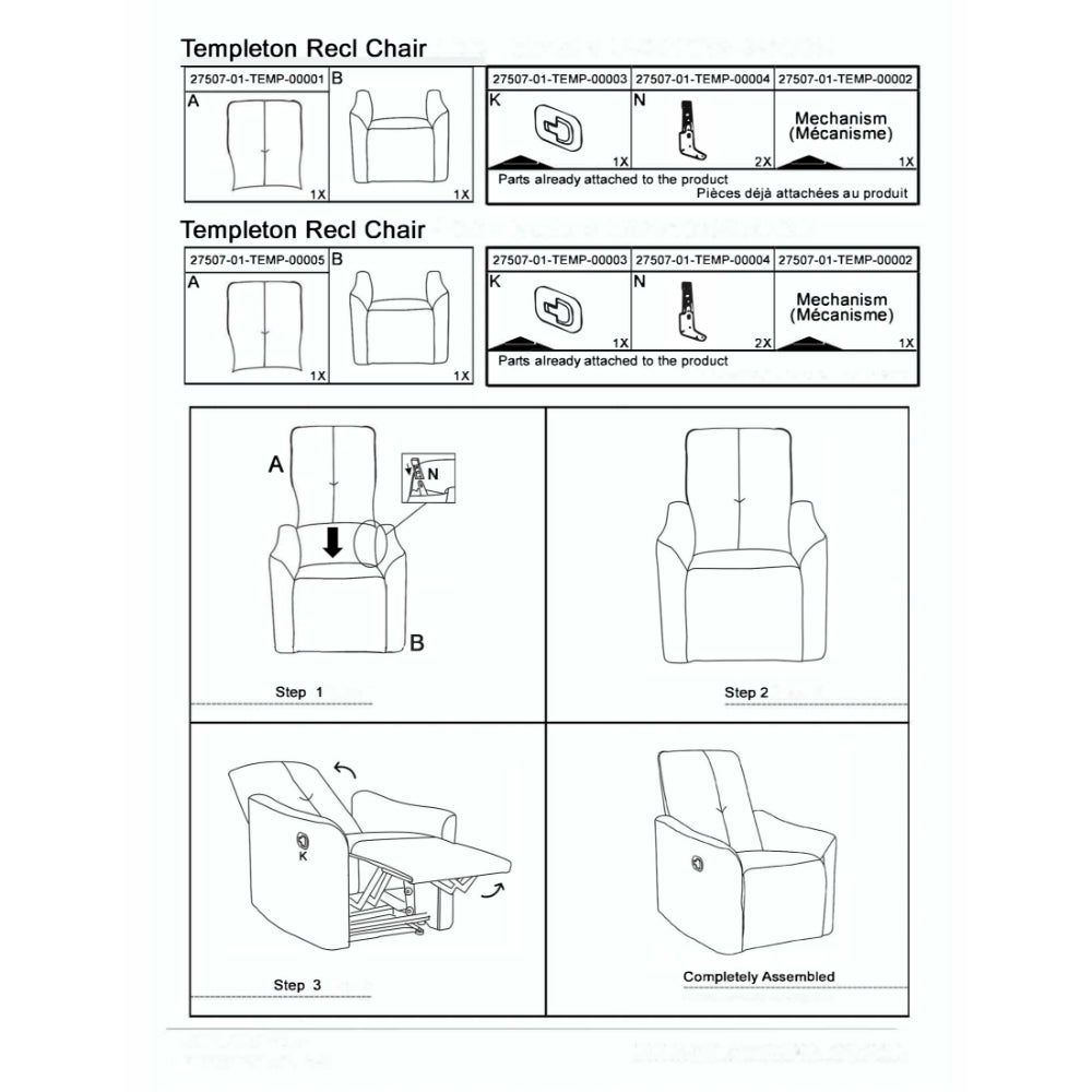 35 Inch Modern Power Recliner Chair, Touch Control Button, Gray Fabric - BM286360