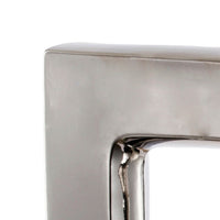 16 Inch Modern Vase, Artisanal Keyhole Design, Metallic Silver Stoneware - BM286370