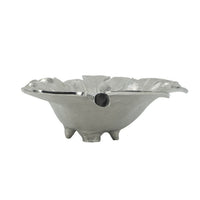 22 Inch Modern Decorative Tray, Oak Leaf Design Striking Silver Metal Frame - BM286372