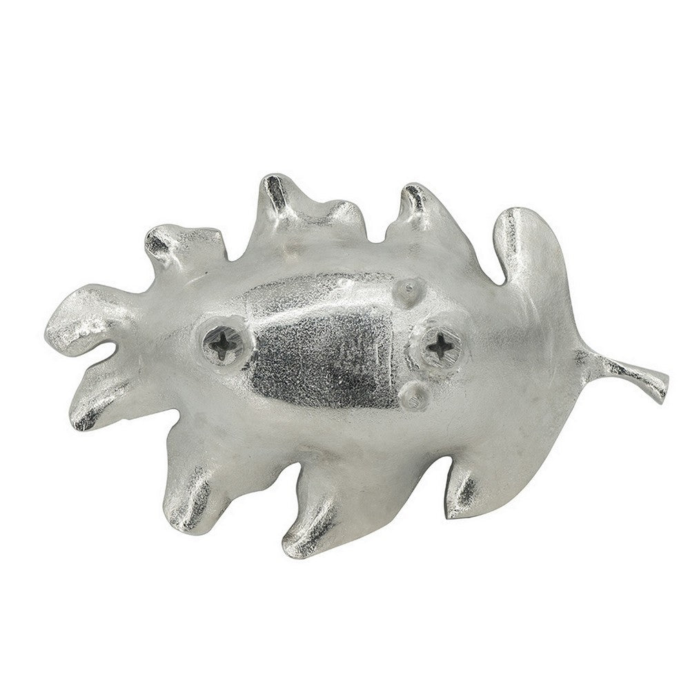 22 Inch Modern Decorative Tray, Oak Leaf Design Striking Silver Metal Frame - BM286372