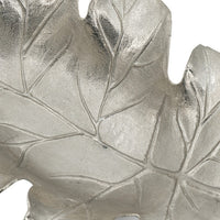 22 Inch Modern Decorative Tray, Oak Leaf Design Striking Silver Metal Frame - BM286372