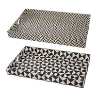 25 Inch Decorative, Black White Wood Trays, Art Deco Geometric, Set of 2 - BM286374