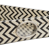 25 Inch Decorative, Black White Wood Trays, Art Deco Geometric, Set of 2 - BM286374