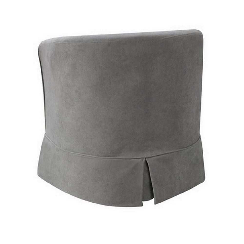 Lex 28 Inch Swivel Accent Chair, Light Gray Fabric, Curved Back, Skirted - BM286666