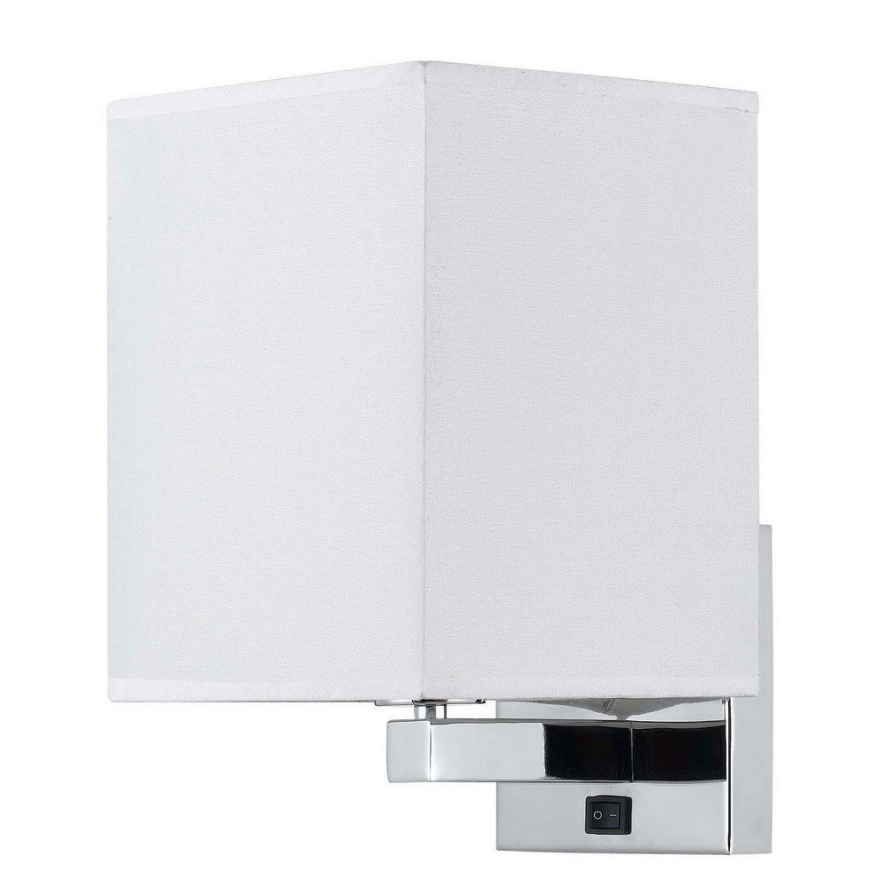 12 Inch Modern Wall Lamp with Fabric Shade, On Off Rocker Switch, White - BM287709