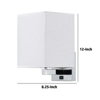 12 Inch Modern Wall Lamp with Fabric Shade, On Off Rocker Switch, White - BM287709