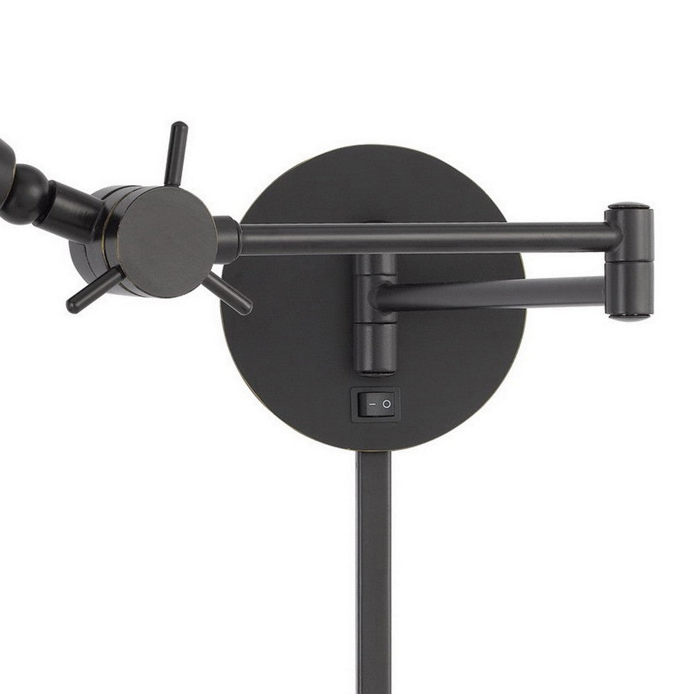 Kash 27 Inch Vintage Wall Lamp, Swing Arm, Adjustable Metal Shade, Bronze - BM287714