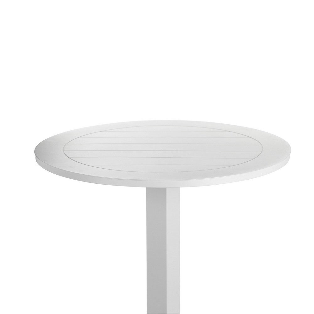 Keli 43 Inch Outdoor Bar Table, White Aluminum Frame, Foldable Design - BM287742