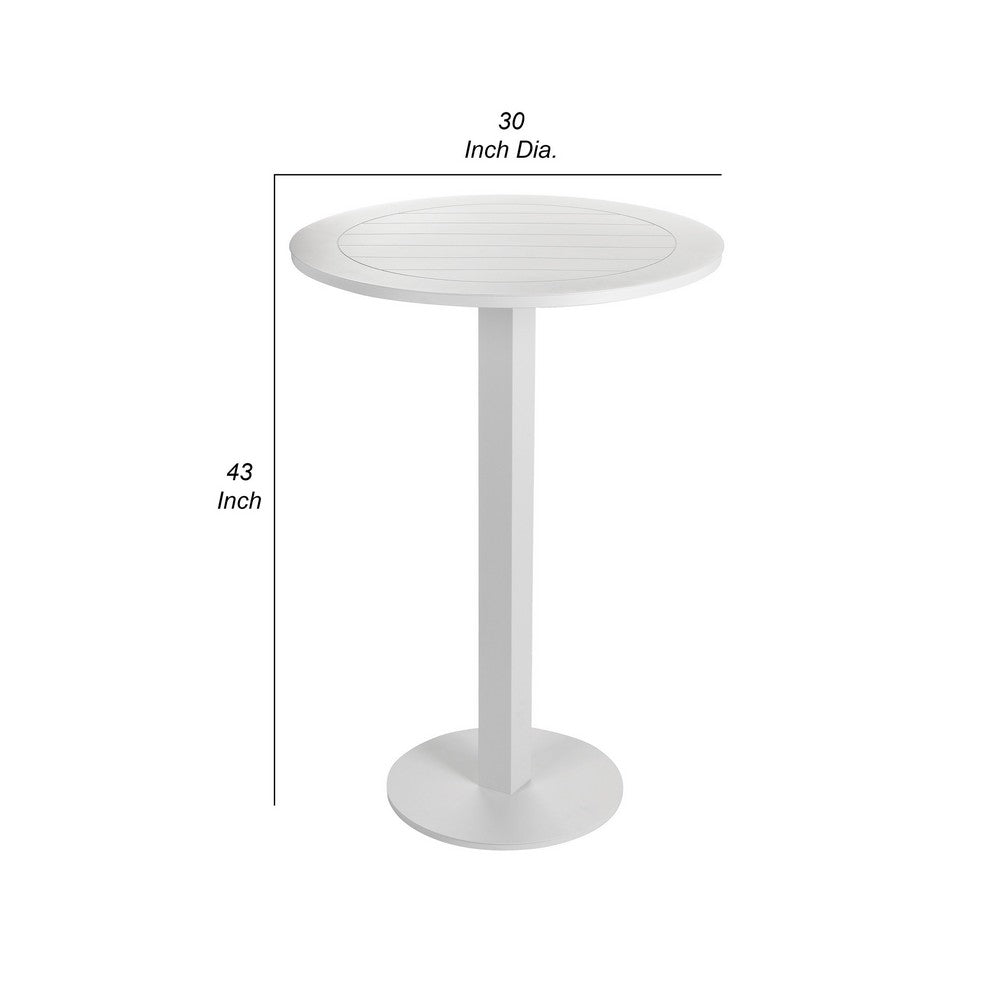 Keli 43 Inch Outdoor Bar Table, White Aluminum Frame, Foldable Design - BM287742