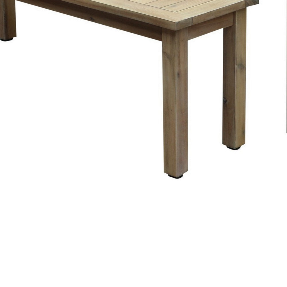 Felix 3 Piece Modern Dining Set, Natural Brown Acacia Wood Frame, 6 Seater - BM287785