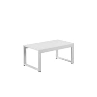 Lark 35 Inch Outdoor Coffee Table, White Aluminum Frame, Polyresin Top - BM287801