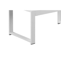 Lark 35 Inch Outdoor Coffee Table, White Aluminum Frame, Polyresin Top - BM287801