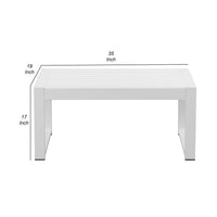 Lark 35 Inch Outdoor Coffee Table, White Aluminum Frame, Polyresin Top - BM287801