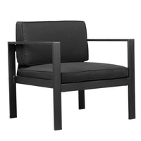Kili 29 Inch Armchair, Jet Black Aluminum Frame, Water Resistant Fabric - BM287852