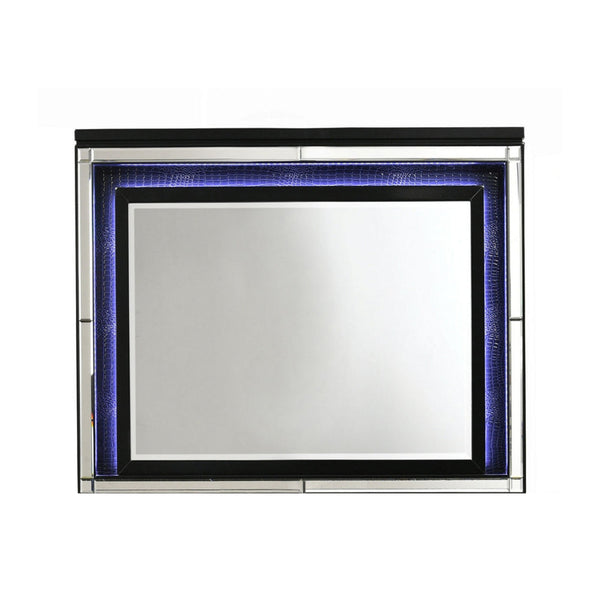 Kya 38 x 50 Vanity Dresser Mirror with Built In LED Lighting, Glam Black - BM287975