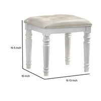 Kya 20 Inch Vanity Stool with Tufted Vegan Faux Leather Seat, Glam Ivory - BM287979