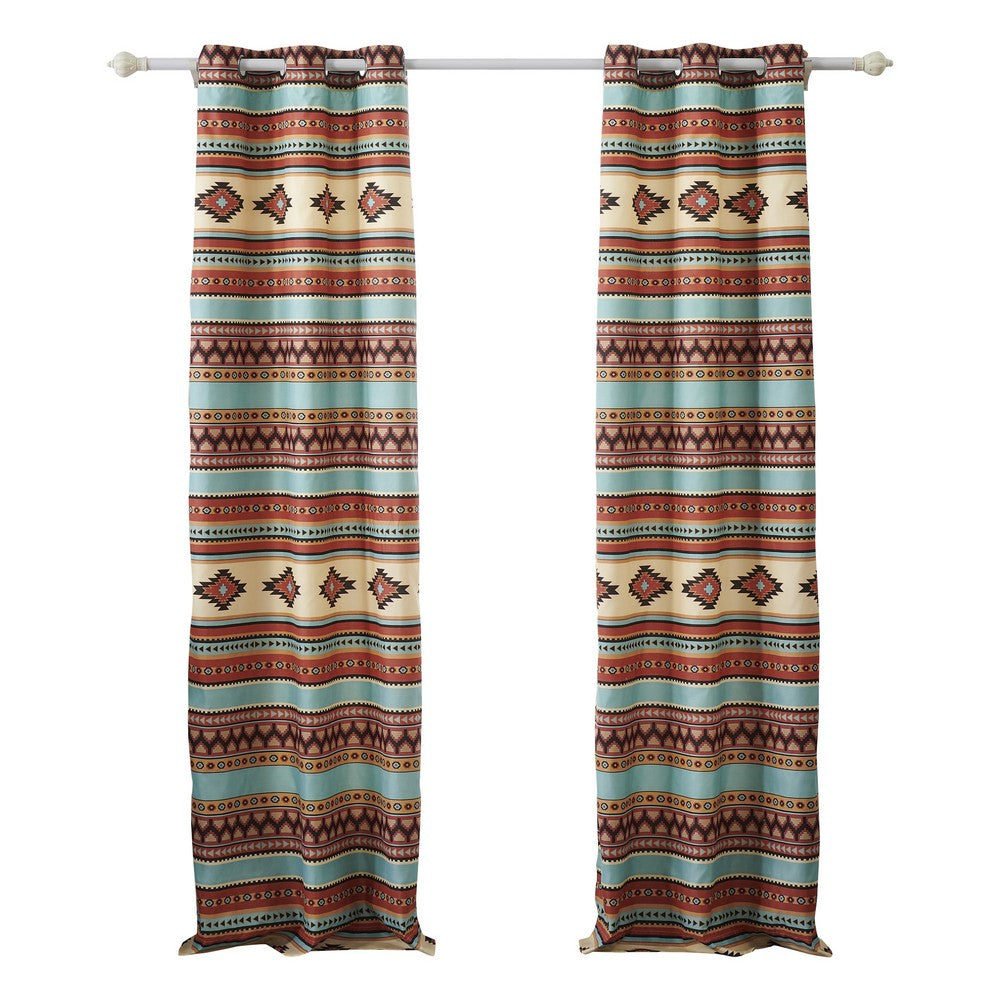 Tagus 84 Inch Window Curtains, Southwest Motifs, Grommets, Microfiber - BM293466
