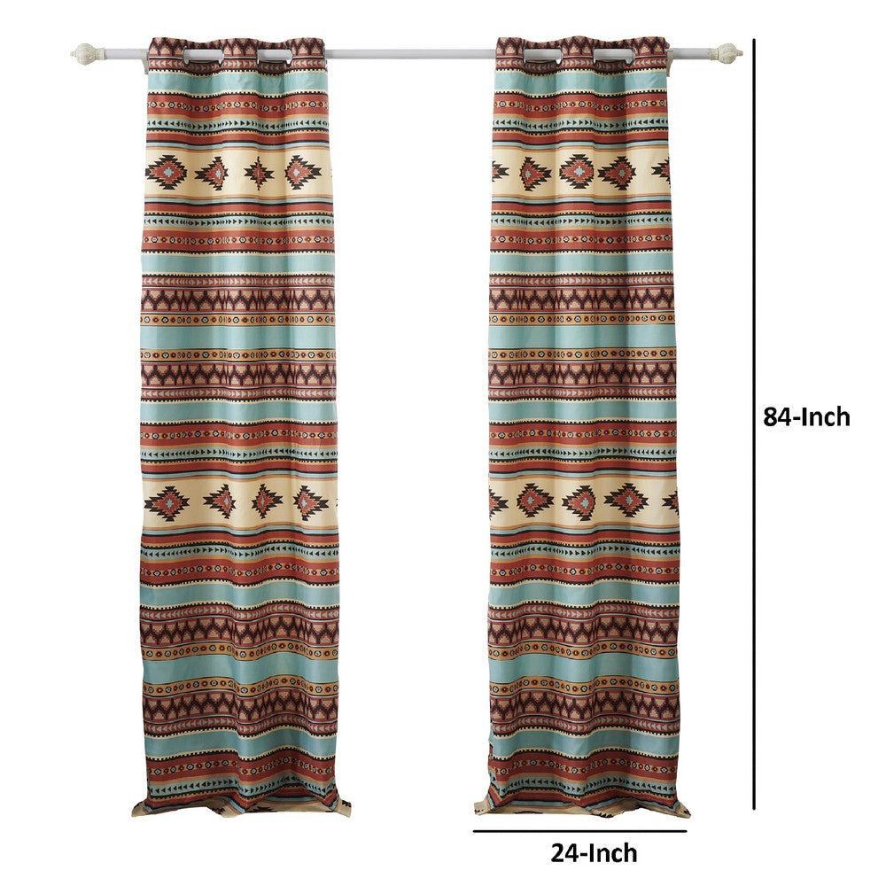 Tagus 84 Inch Window Curtains, Southwest Motifs, Grommets, Microfiber - BM293466