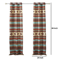 Tagus 84 Inch Window Curtains, Southwest Motifs, Grommets, Microfiber - BM293466