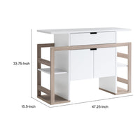 47 Inch Serving Cabinet Buffet Sideboard Console, 4 Shelves, White, Gray - BM293546