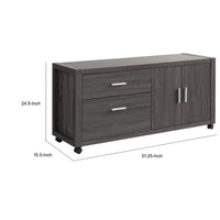 Lou 51 Inch Modern Office Credenza File Cabinet, 2 Drawers, Wheels, Gray - BM293562