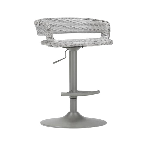 Coco 30 Inch Set of 2 Patio Airlift Bar Stools with Wicker Frame, Gray - BM293755